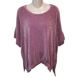 ZigZag Stripe Womens Medium Purple Short Sleeve Boxy Oversized Shirt Top Size M